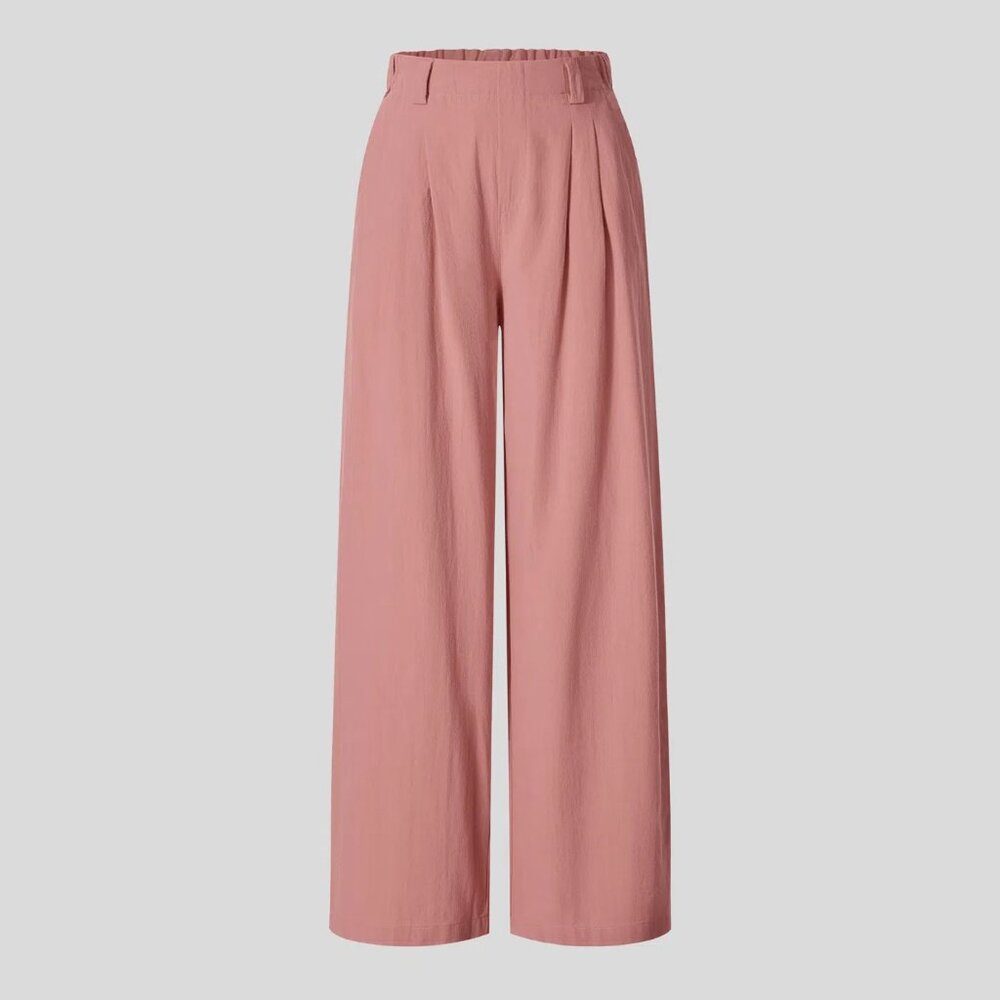 Halara High Waisted Plicated Side Pocket Wide Leg Flowy Solid Palazzo Casual XL